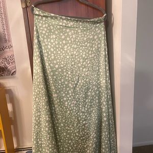 Green silk maxi skirt